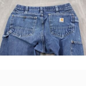 Carhartt Jeans Mens 35x32 Blue Medium Wash Relaxed Carpenter Denim Pants.